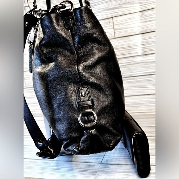 032-Coach:F15513 Ashley Black Pebbled Leather Satchel Carryall & Wallet Set - Picture 5 of 15